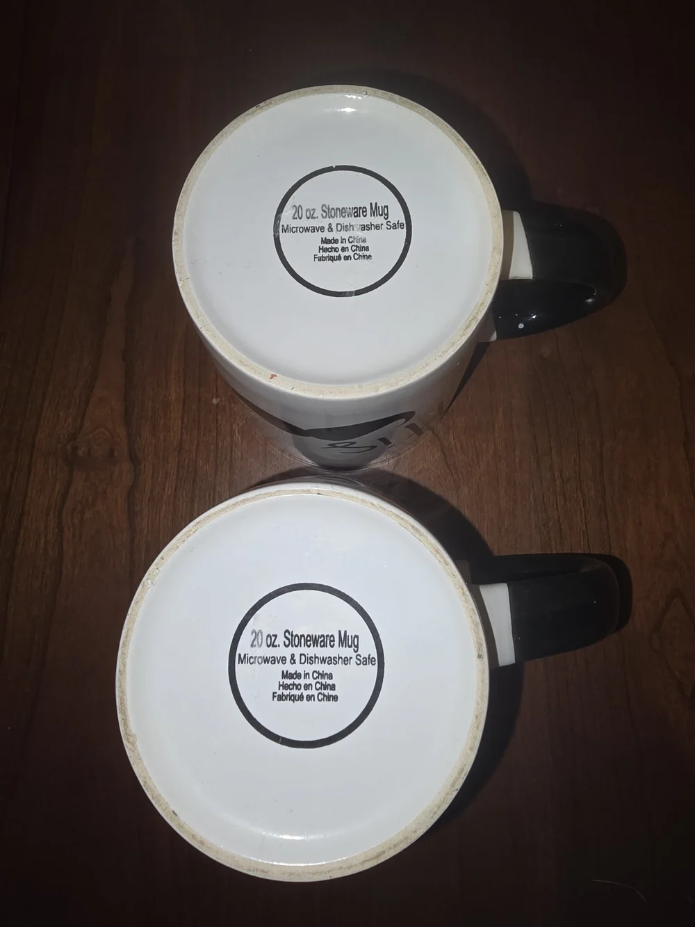 His and Hers White Stoneware 20 oz Mugs Set with Black Mustache and Red Lips 💋